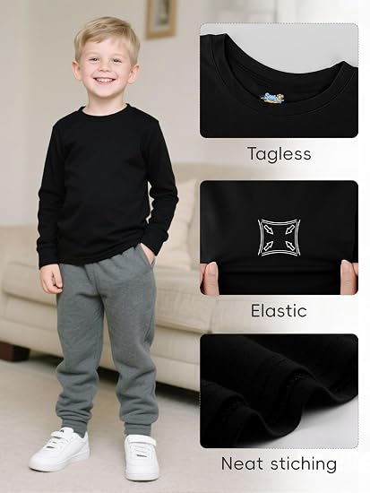 Boys Long Sleeve Cotton Shirts – 5-Pack