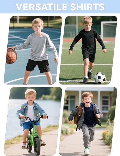 Boys Long Sleeve Cotton Shirts – 5-Pack