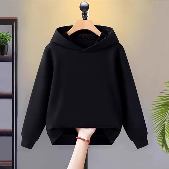 Kids Plain Hooded Pullover Sweatshirt