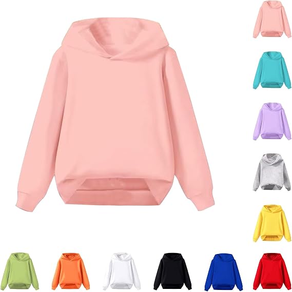 Kids Plain Hooded Pullover Sweatshirt