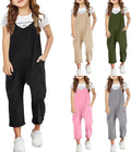 Girls Casual Belted Wide-Leg Romper