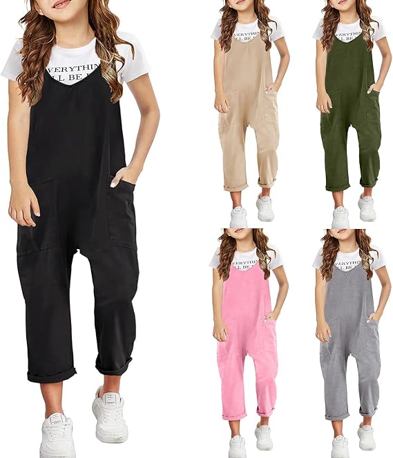 Girls Casual Belted Wide-Leg Romper