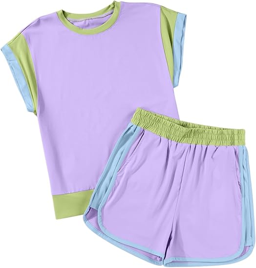 Girls Colorblock Two-Piece Outfit Set