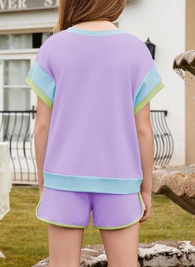 Girls Colorblock Two-Piece Outfit Set