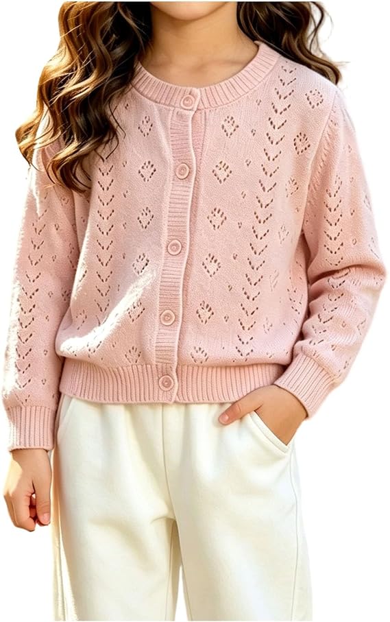 Girls Lightweight Knit Cardigan Sweater