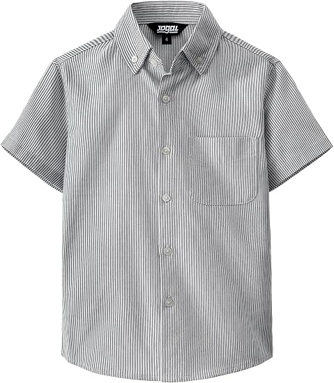Boys Oxford Striped Short Sleeve Dress Shirt