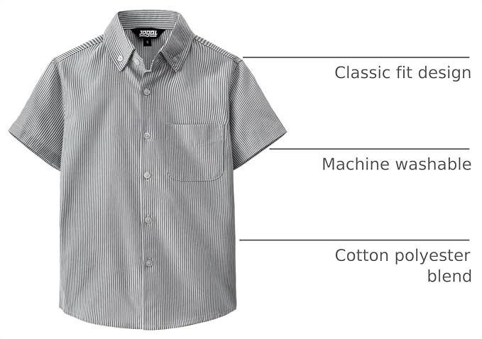 Boys Oxford Striped Short Sleeve Dress Shirt